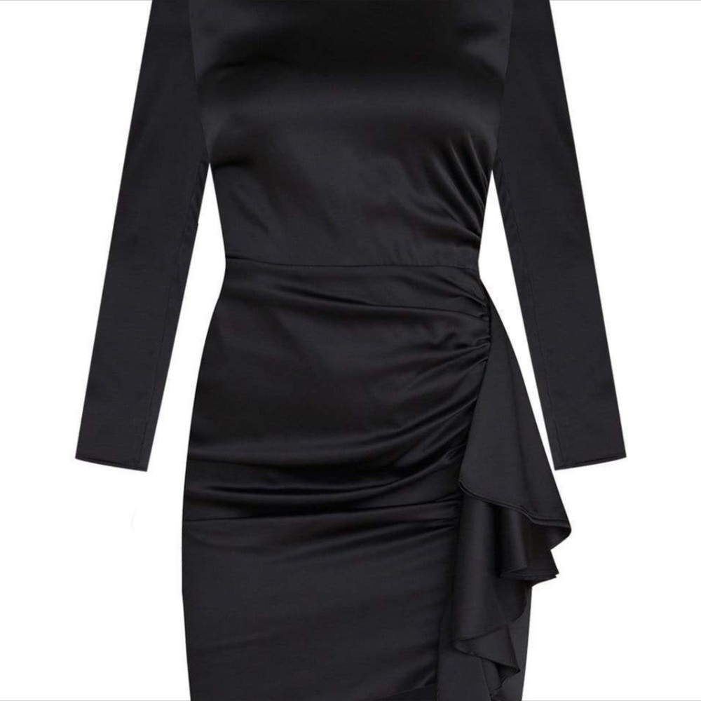 VERONICA BEARD Black Rula Ruched Dress M/6 - Picture 5 of 5